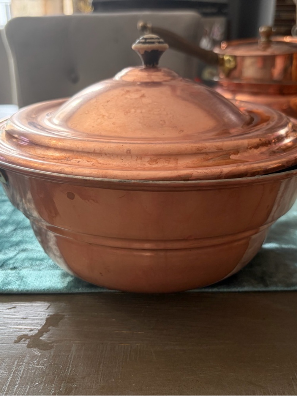 Copper Serving Casserole with Lid - Copper Color vintage